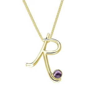 18ct Yellow Gold Blue John Love Letters Initial R Necklace