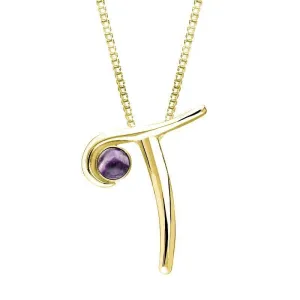 18ct Yellow Gold Blue John Love Letters Initial T Necklace