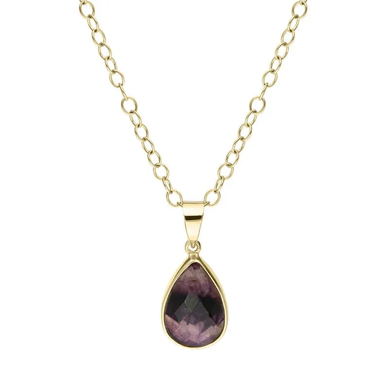 18ct Yellow Gold Blue John Oval Necklace