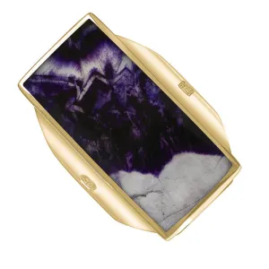 18ct Yellow Gold Blue John Queen's Jubilee Hallmark Large Oblong Ring D