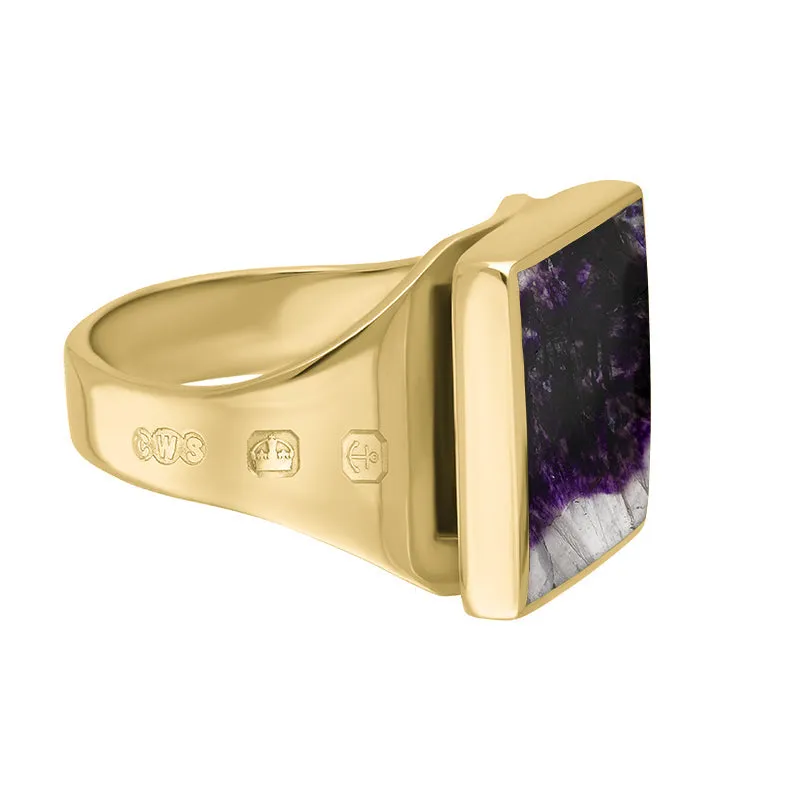 18ct Yellow Gold Blue John Queen's Jubilee Hallmark Small Square Ring D