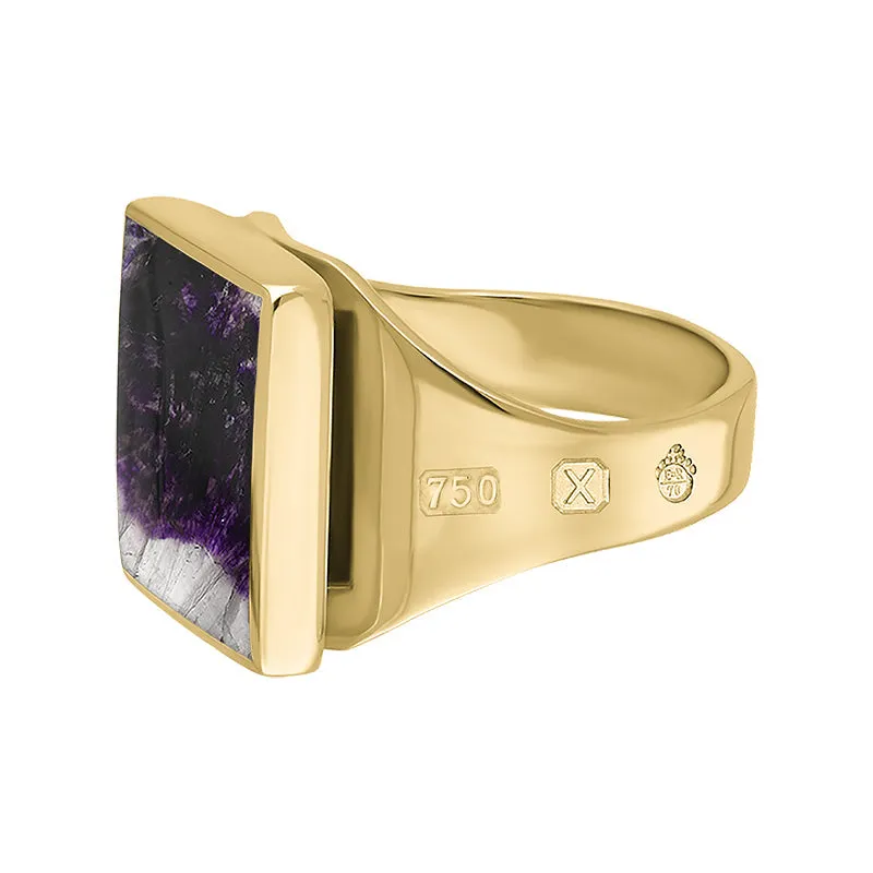 18ct Yellow Gold Blue John Queen's Jubilee Hallmark Small Square Ring D
