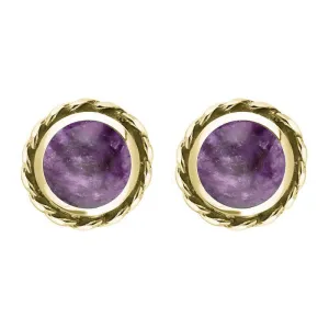 18ct Yellow Gold Blue John Round Twist Edge Stud Earrings