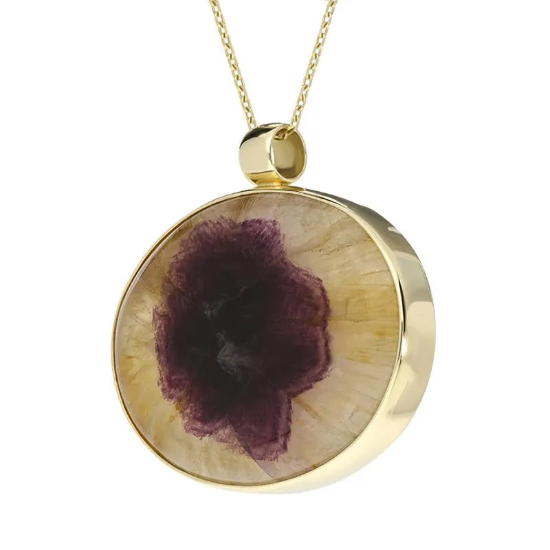 18ct Yellow Gold Blue John Unique Large Oval Necklace D