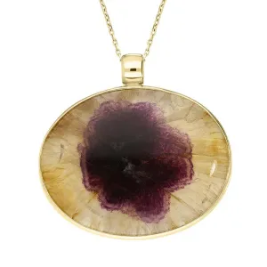 18ct Yellow Gold Blue John Unique Large Oval Necklace D