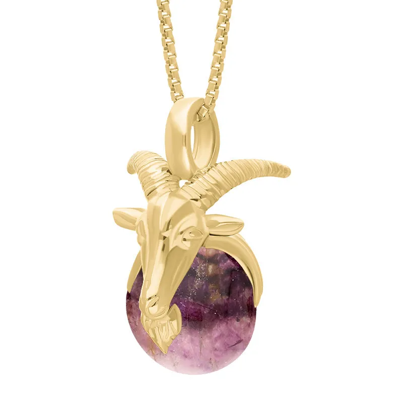 18ct Yellow Gold Blue John Zodiac Capricorn 9mm Bead Pendant