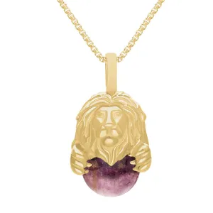 18ct Yellow Gold Blue John Zodiac Leo 10mm Bead Pendant