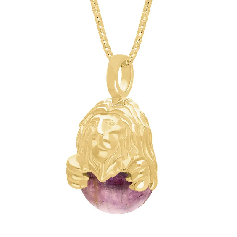 18ct Yellow Gold Blue John Zodiac Leo 10mm Bead Pendant