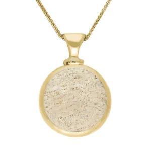 18ct Yellow Gold Coquina Larimar Double Sided Round Dinky Fob Necklace