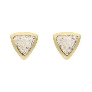 18ct Yellow Gold Coquina Small Curved Triangle Stud Earrings