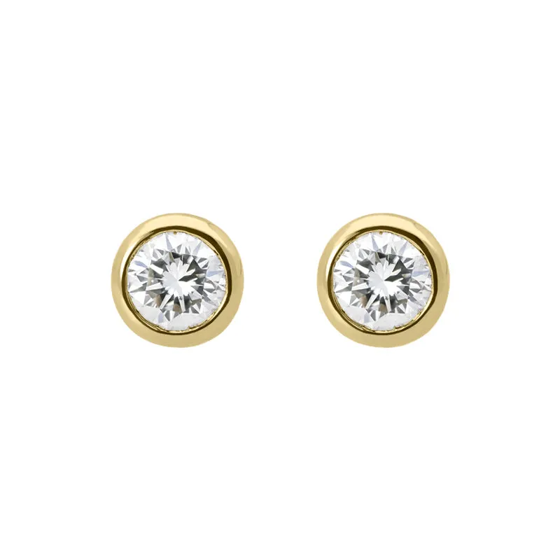 18ct Yellow Gold Diamond Bezel Set Solitaire Stud Earrings
