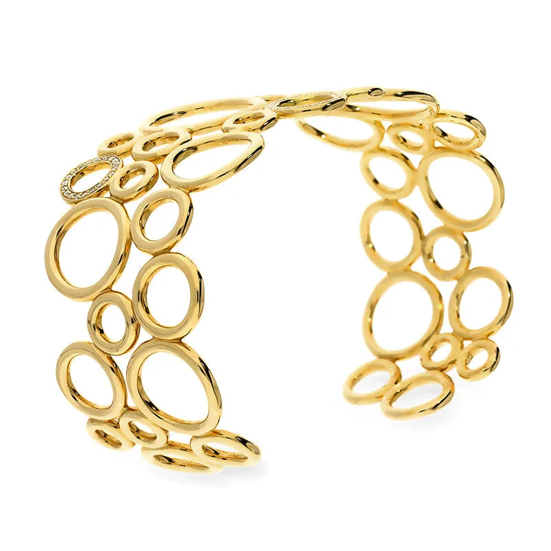 18ct Yellow Gold Diamond Bubble Bangle