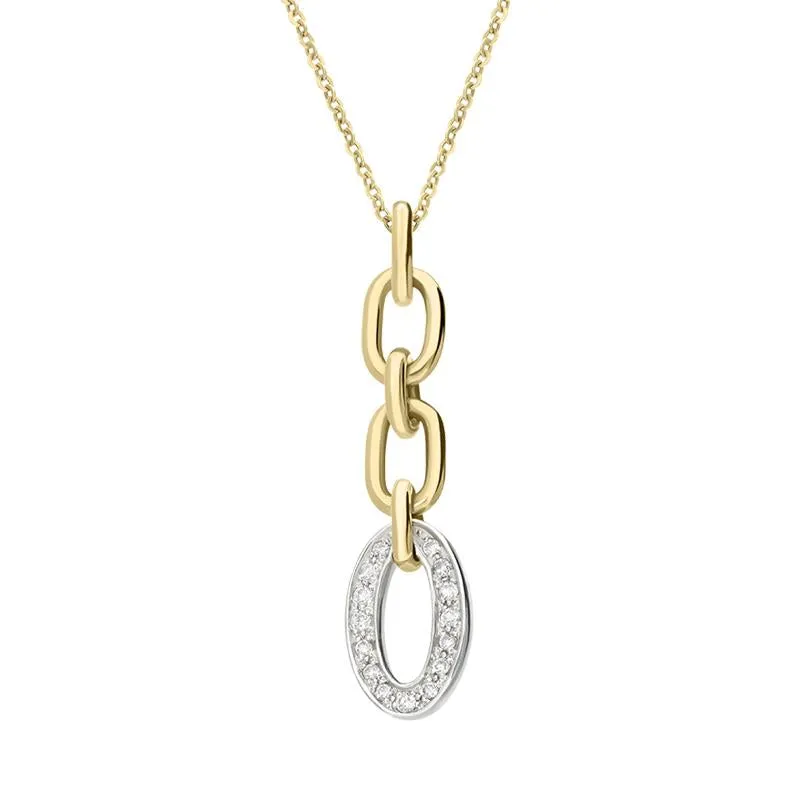 18ct Yellow Gold Diamond Chain Link Drop Necklace