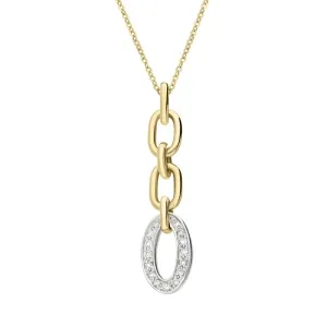18ct Yellow Gold Diamond Chain Link Drop Necklace