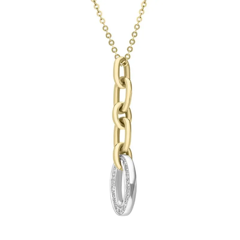 18ct Yellow Gold Diamond Chain Link Drop Necklace