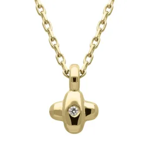 18ct Yellow Gold Diamond Cross Necklace
