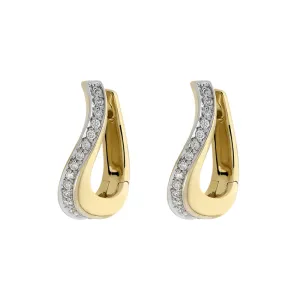 18ct Yellow Gold Diamond Curved Hoop Earrings