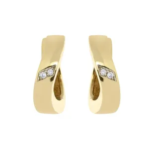 18ct Yellow Gold Diamond Curved Hoop Earrings