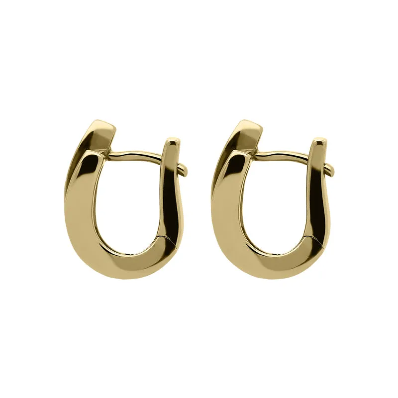 18ct Yellow Gold Diamond Curved Satin Hoop Earrings