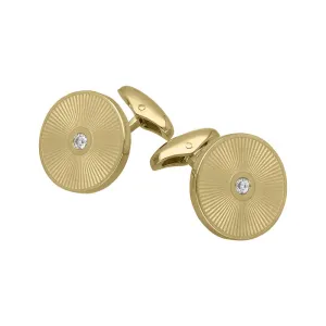 18ct Yellow Gold Diamond Enamel Cufflinks