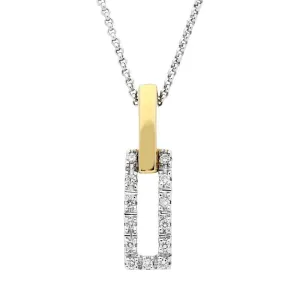 18ct Yellow Gold Diamond Oblong Necklace