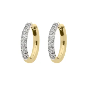 18ct Yellow Gold Diamond Pave Hoop Earrings