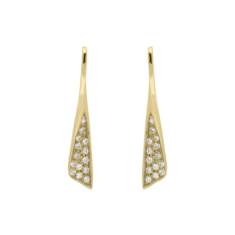 18ct Yellow Gold Diamond Pave Set Drop Earrings