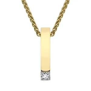 18ct Yellow Gold Diamond Princess Cut Bar Necklace