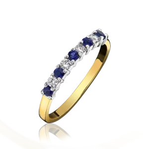 18ct Yellow Gold Diamond Sapphire Nine Stone Half Eternity Ring