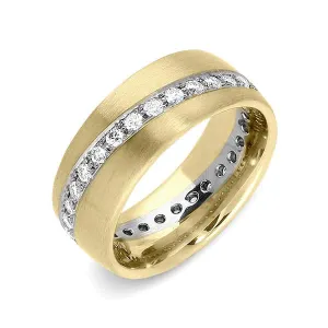 18ct Yellow Gold Diamond Satin Finish Ring