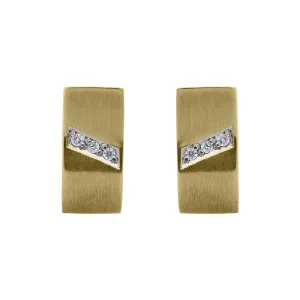 18ct Yellow Gold Diamond Satin Hoop Earrings