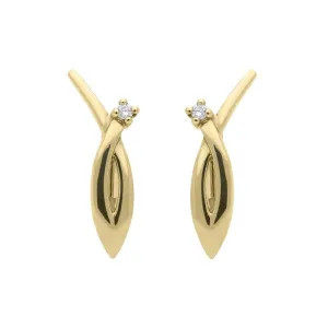 18ct Yellow Gold Diamond Shaped Earrings