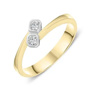 18ct Yellow Gold Double Diamond Twisted Ring D