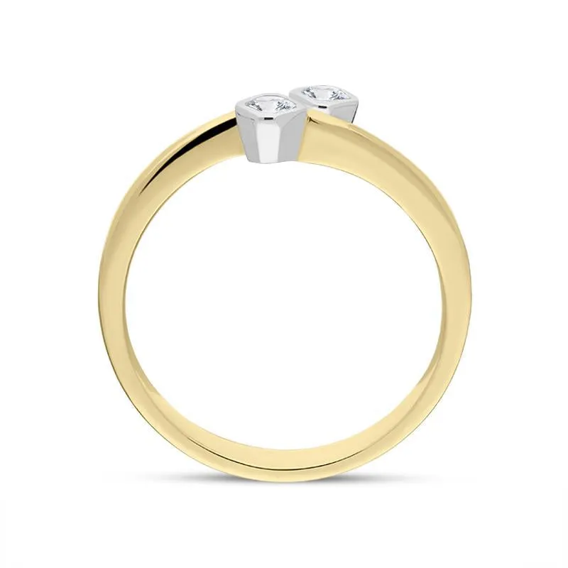 18ct Yellow Gold Double Diamond Twisted Ring D