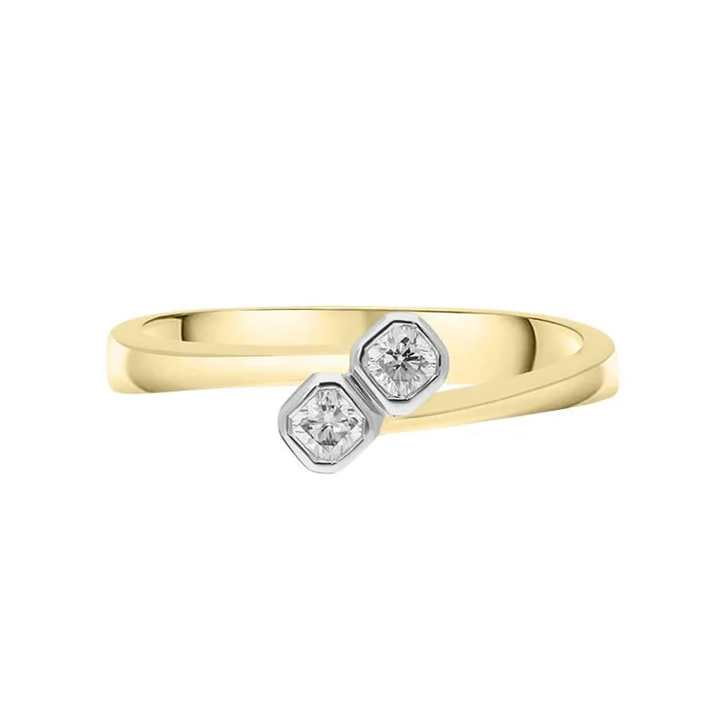 18ct Yellow Gold Double Diamond Twisted Ring D