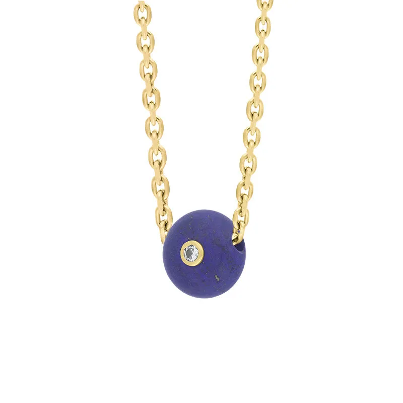 18ct Yellow Gold Lapis Lazuli Diamond Set Bead Charm D
