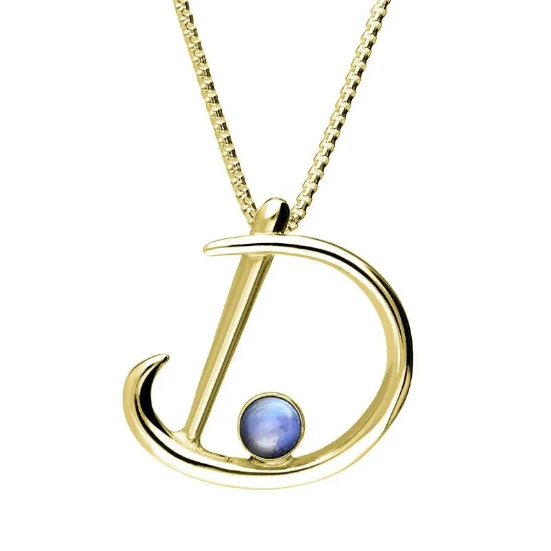 18ct Yellow Gold Moonstone Love Letters Initial D Necklace