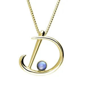 18ct Yellow Gold Moonstone Love Letters Initial D Necklace
