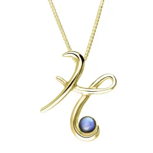 18ct Yellow Gold Moonstone Love Letters Initial H Necklace