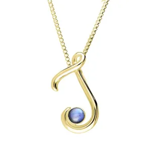18ct Yellow Gold Moonstone Love Letters Initial J Necklace