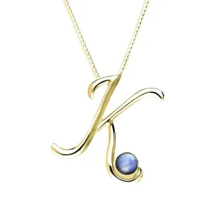 18ct Yellow Gold Moonstone Love Letters Initial K Necklace