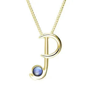 18ct Yellow Gold Moonstone Love Letters Initial P Necklace