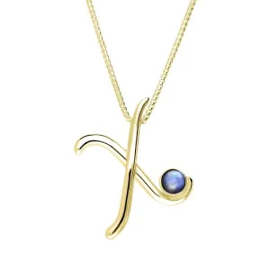 18ct Yellow Gold Moonstone Love Letters Initial X Necklace