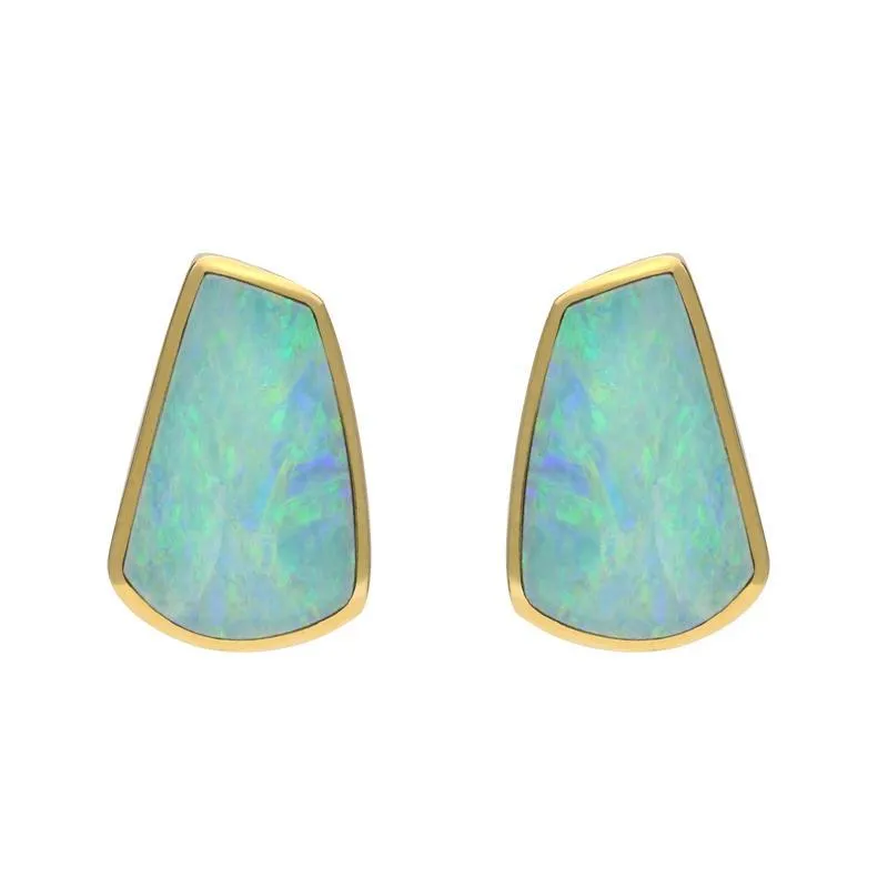 18ct Yellow Gold Opal Abstract Stud Earrings D