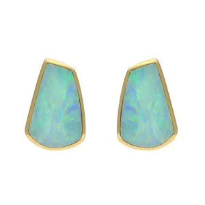 18ct Yellow Gold Opal Abstract Stud Earrings D