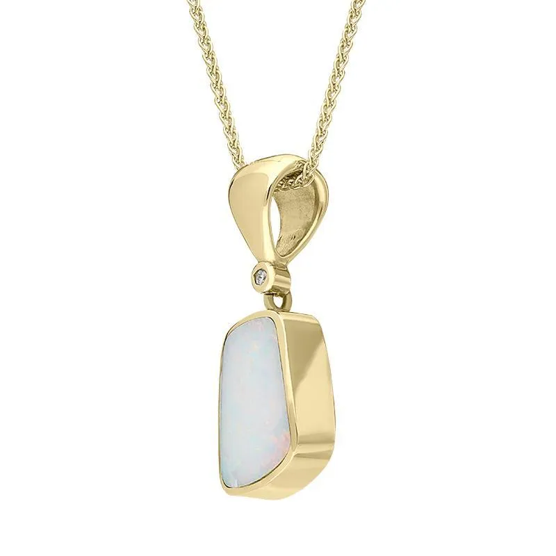 18ct Yellow Gold Opal Diamond Oblong Necklace D