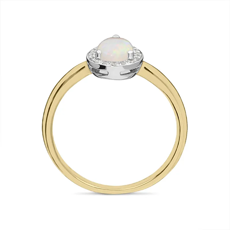18ct Yellow Gold Opal Diamond Pear Ring