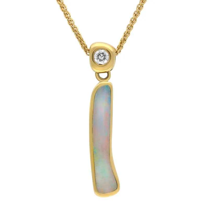 18ct Yellow Gold Opal Diamond Unique Organic Necklace D