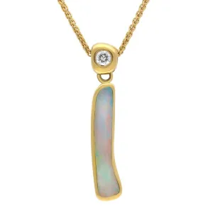 18ct Yellow Gold Opal Diamond Unique Organic Necklace D