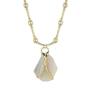18ct Yellow Gold Opal Entwined Diamond Necklace D